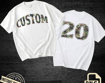 Custom Camo Name PNG, Old School Varsity Letters Clipart, Personalized Sublimation Design (Digital Download)
