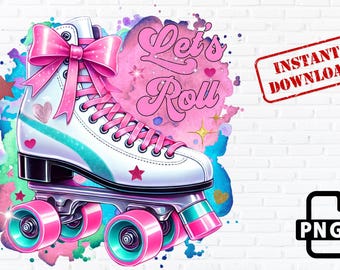 Retro Roller Skate PNG | 80s Clipart, Let's Roll Design (Digital Download)