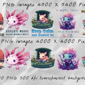 Axolotl Clipart PNG: Whimsical Aquatic Creature, Shirt Design (Digital Download)