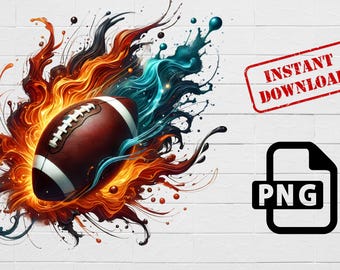 Flammender Fußball PNG: Feuer und Wassersport Design (Digitaler Download)