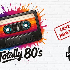 80s Cassette Tape PNG: Retro Mixtape Clipart (Digital Download