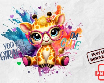 Giraffe PNG | Kids T-Shirt Sublimation Design (Digital Download)