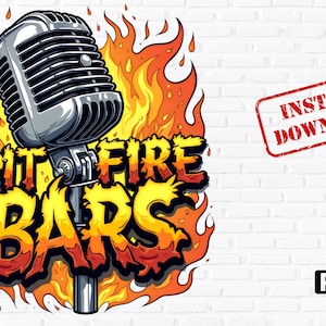 Spit Fire Bars PNG: Rap Microphone Clipart (Digital Download)