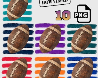 Vintage Football PNG Bundle, Team Color Stripe Sublimation Design, Game Day Clipart (Digital Download)