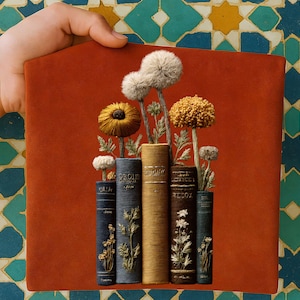 Crochet Book Stack with Flowers PNG | Yarn Art | Cozy Handmade Style(Digital Download)