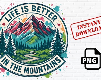 Berg Abenteuer PNG: Retro Wandern Clipart (digitaler Download)