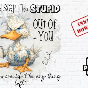 Grumpy Duck Coffee PNG: Sarcastic Animal Sublimation Design (Digital Download)
