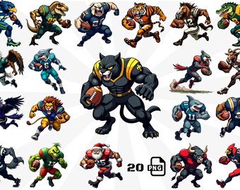 Animal Mascot Football PNG Clipart: Team Designs (Digital Download