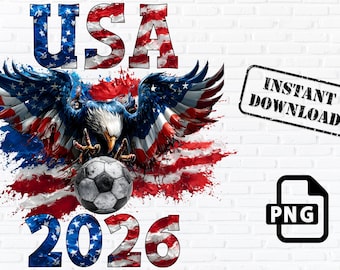USA 2026 Eagle Soccer PNG Patriotic Football Design (instant download)