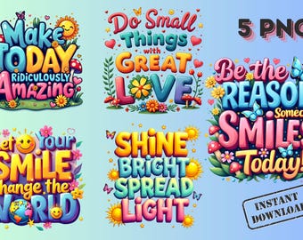 Paquete PNG de Afirmaciones Positivas: Diseños con Citas Inspiradoras (Descarga Digital)