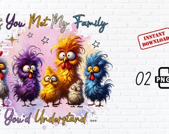 Funny Chicken Family PNG: Farm Animal Clipart (Digital Download)