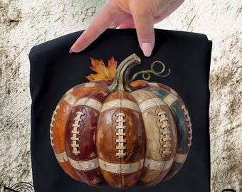 Football Pumpkin PNG, Sublimation Design, Fall Sports Clipart, Autumn Leaf, Farmhouse Sign (Digital Download)