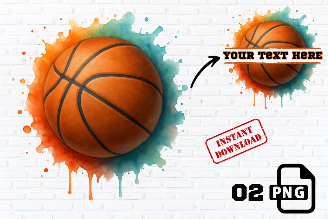 Watercolor Basketball Clipart: Splash Art PNG for Sublimation (digital ...