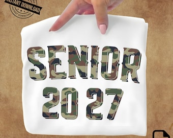 Senior 2027 Camo PNG, Class Of Graduation Clipart, Varsity Sublimation Design(Digital Download)