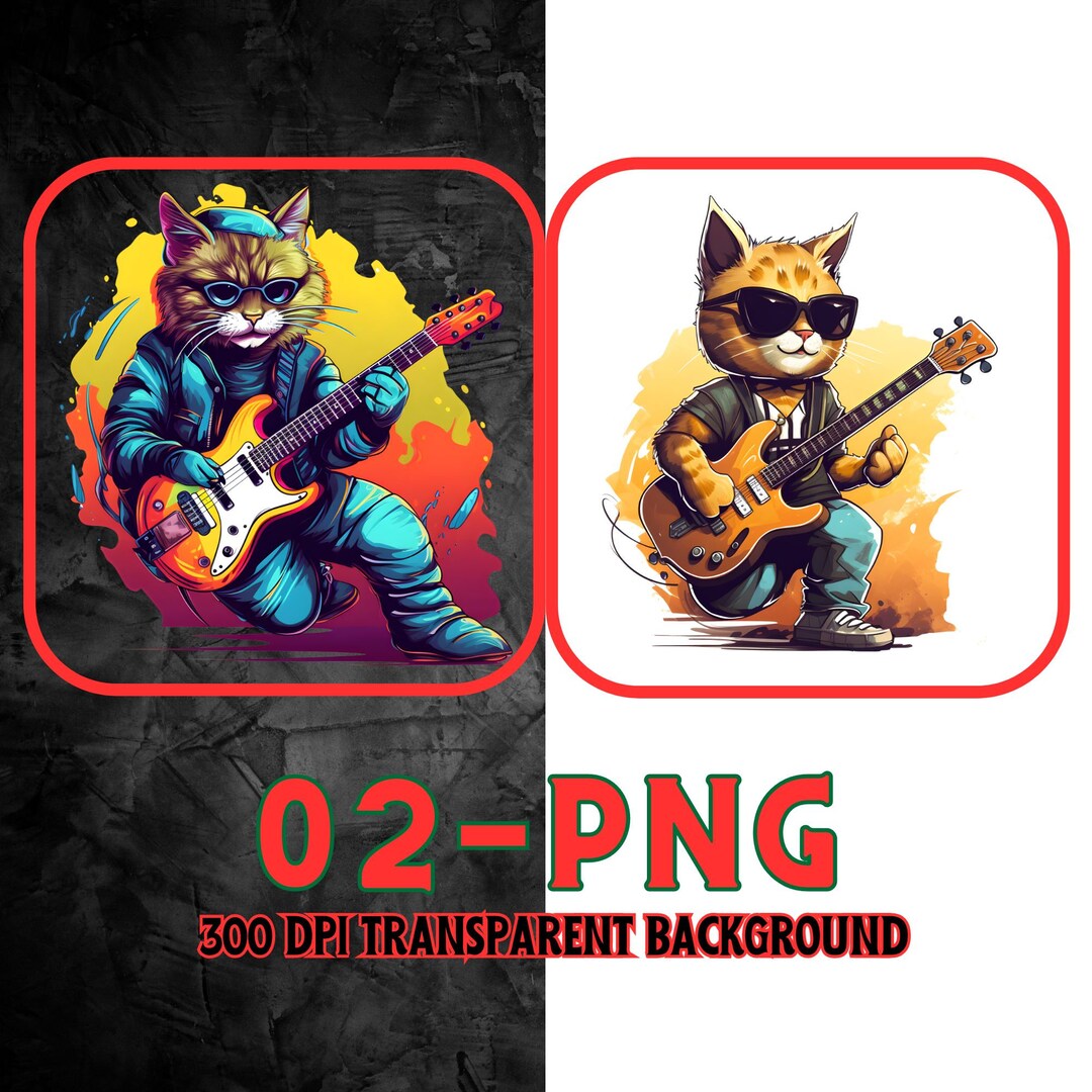 Cat Playing Electric Guitar Png,rocking Cat,cat Jamming on Guitar,cool Cat Rocking Out Png,cat's