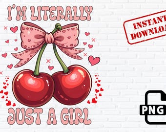 Coquette Cherry Bow PNG: Girly Retro Clipart (Digital Download)