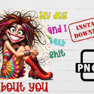 面白い犬好きの昇華、皮肉なユーモアのクリップアート、ヒッピー漫画 png、生意気なデジタル クリップアート、風変わりなレトロ デザイン、態度のクリップアート