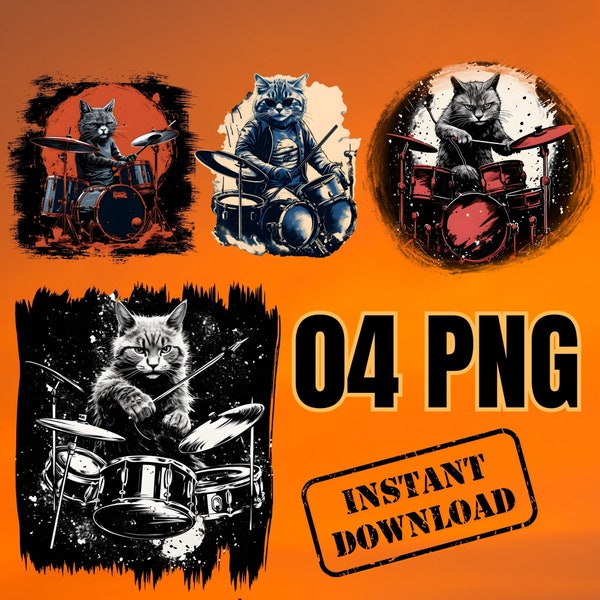 Cat playing drum PNG,Drumming cat illustration,Musical feline PNG,Musical pet PNG,Cat musician digital download,Cat with drum  illustration