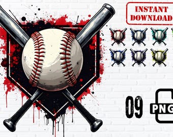 Baseball PNG, Grunge Sport Sublimation, gekreuzte Fledermäuse Clipart, Home Plate Art, Baseball-Liebhaber-Geschenk, sofortiger Download, Spieltag Baseball Drip PNG