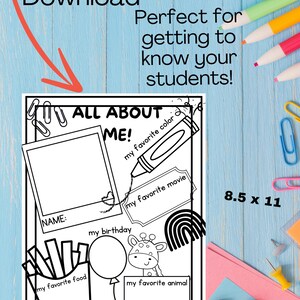 Printable All About Me , Activity Sheet - Etsy