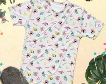 Throwback to the 90's Unisex T-shirt || White Abstract 80s Pattern Tee