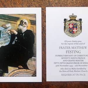 Gebedskaarten voor Fra' Matthew Festing