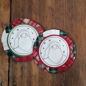 Super Cute Mug Mat Coaster - 6&quot; - Shabby Chic - Christmas - Winter - Embroidered - NEW - Washable - 100% Handmade Cotton