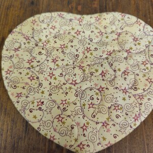 Golden with Mauve Stars-  Mug Mat Coaster  5" x 5" - Whimsical - Washable - 100% Cotton - Candle Mat - Great Gift - Trivet  - Coffee Mug Rug