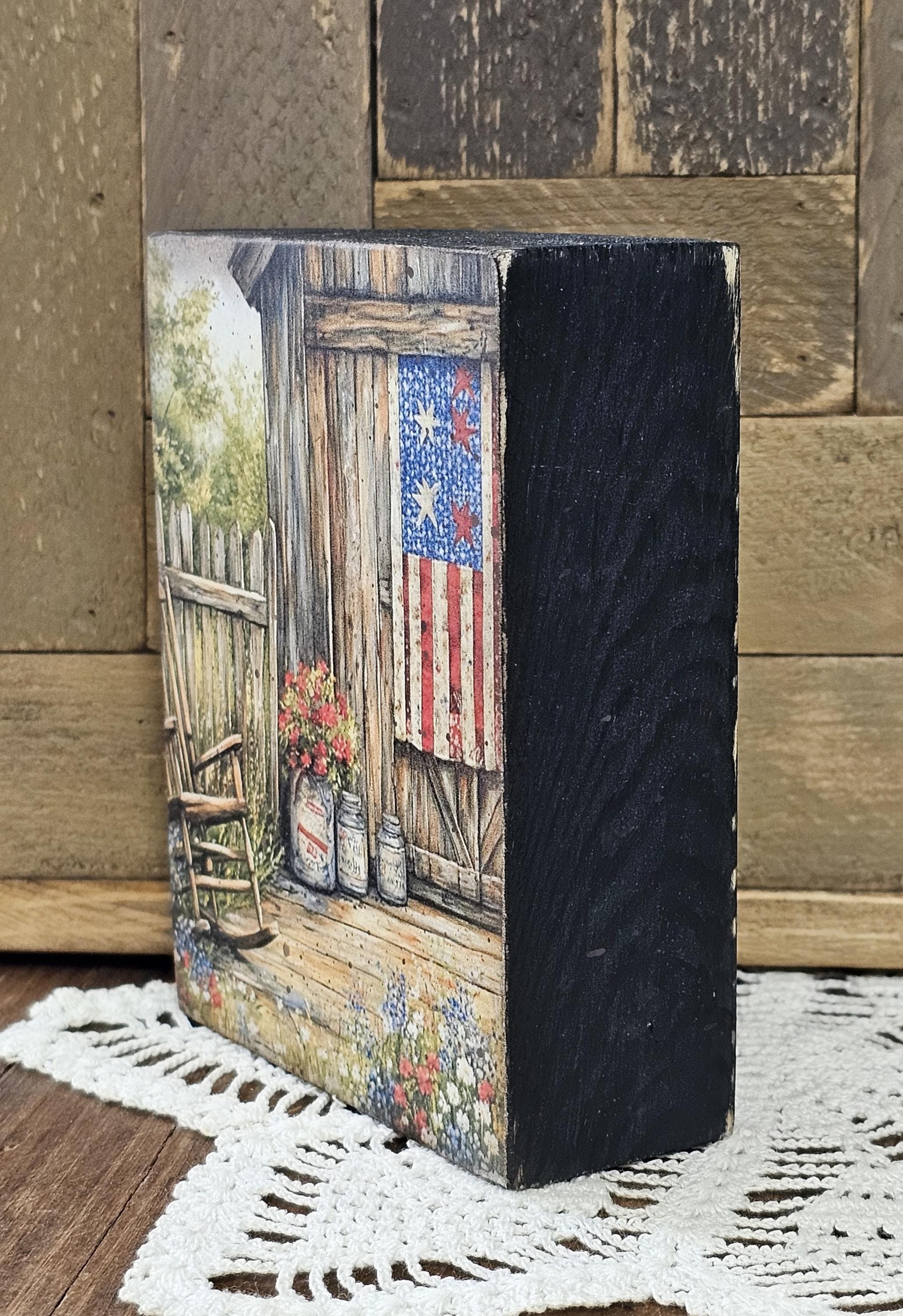 Medium Wooden Block - Flag on a Building - Shabby Chic -painted - 3.75 ...