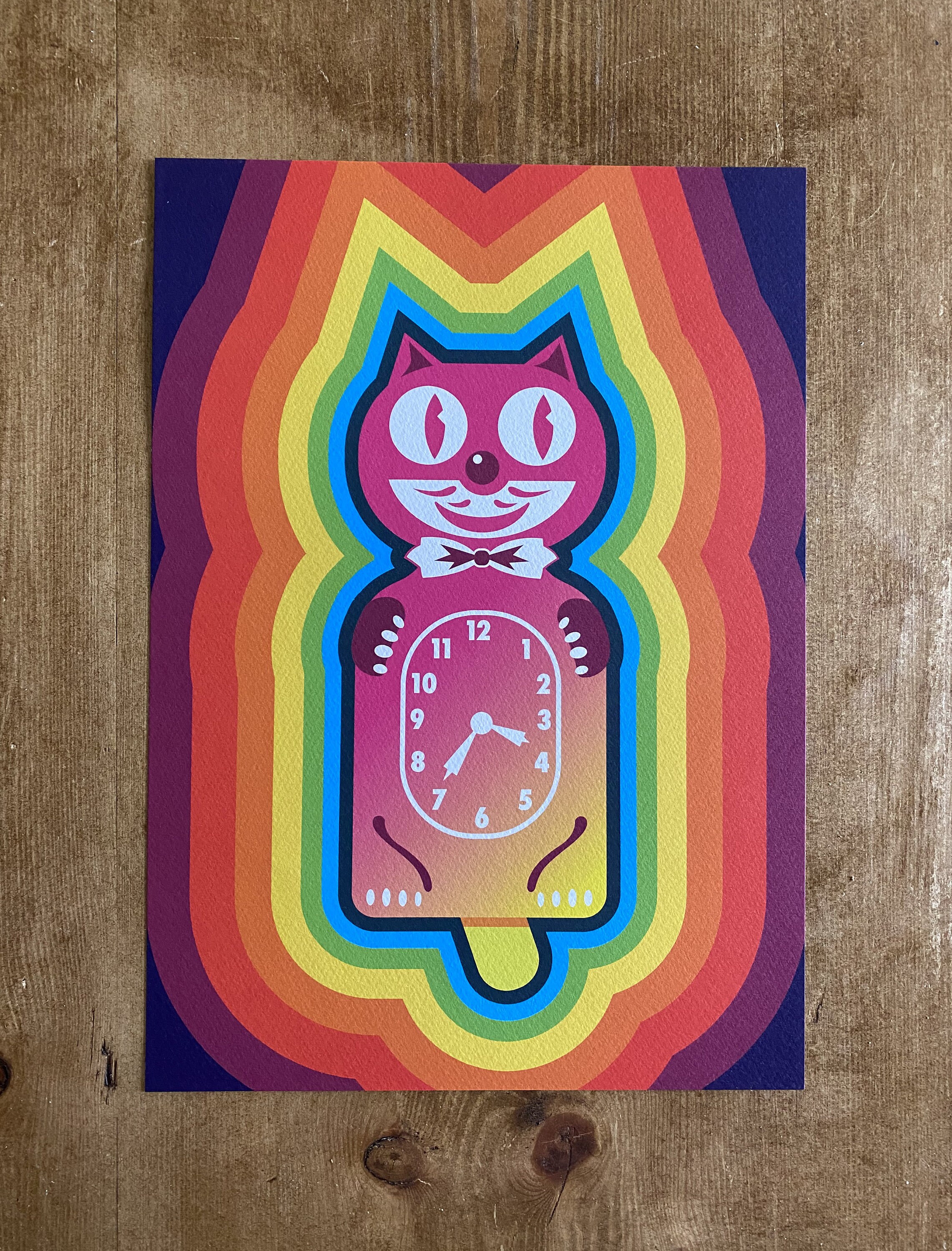 Rainbow Kit Cat Klock Horloge Print A3 ou A4 Retour vers le futur / 80s