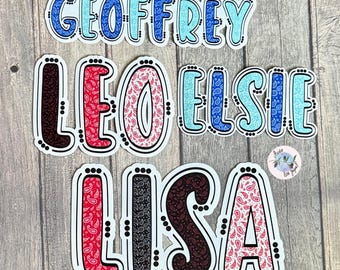 Paisley Pattern Name Personalised Waterproof Vinyl Sticker for *Smooth Surfaces* Label Kids