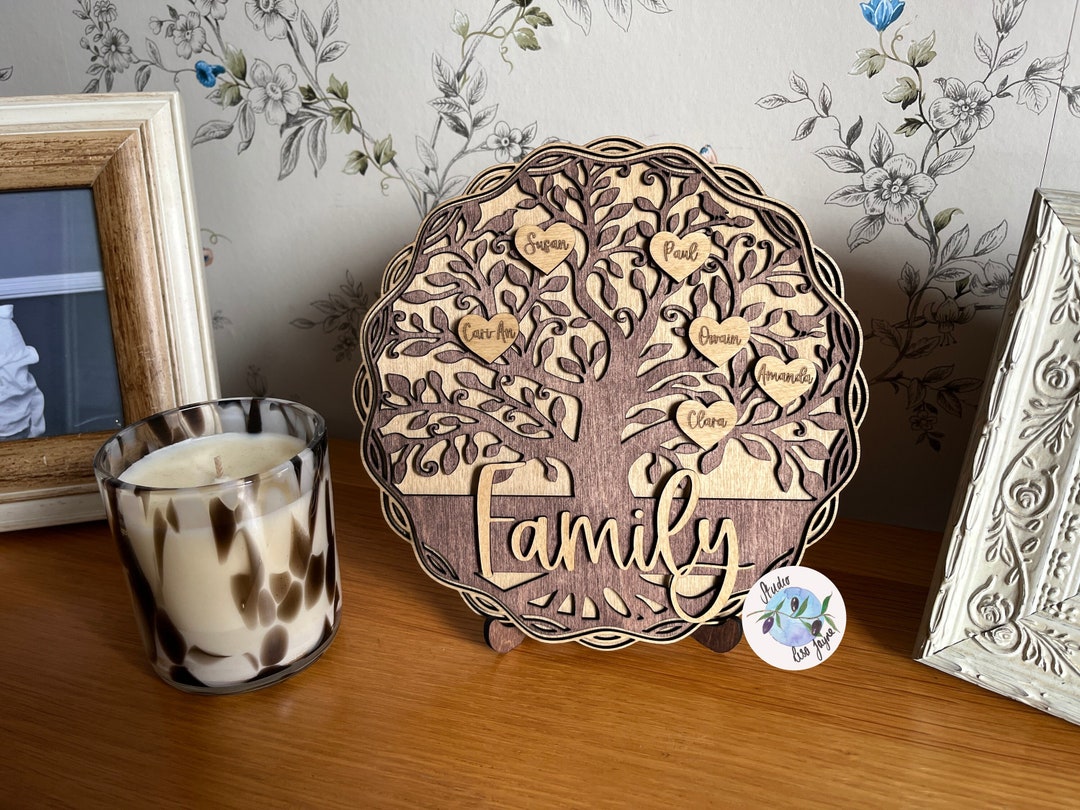 Family Tree Personalised Wooden Home Decor - With Stand - Etsy UK