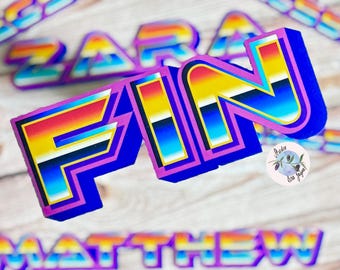 80s Retro Gamer Style Name Sticker Personalised Waterproof Vinyl Sticker for *Smooth Surfaces* Label