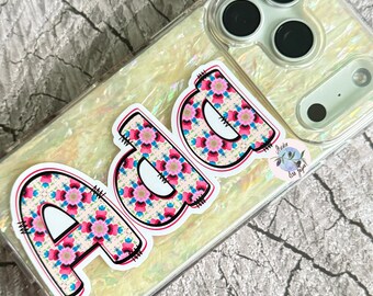 Floral Tile Name Personalised Waterproof Vinyl Sticker for *Smooth Surfaces* Label