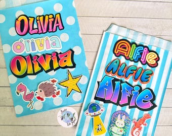 Party Bag name stickers – Waterproof Vinyl Stickers handmade
