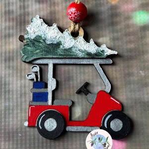 Golf Cart Christmas Wooden Handmade Tree Decoration