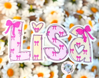 Bow Name Personalised Waterproof Vinyl Sticker for Smooth Surfaces