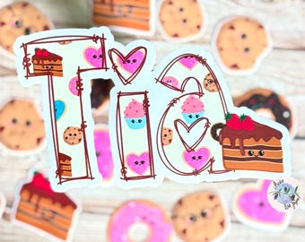 Sweet Treats Name Personalised Waterproof Vinyl Sticker for Smooth Surfaces