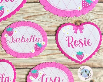 Coquette Strawberry Name Personalised Waterproof Vinyl Sticker for *Smooth Surfaces* Label Kids