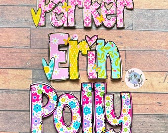 Floral Name Personalised Waterproof Vinyl Sticker