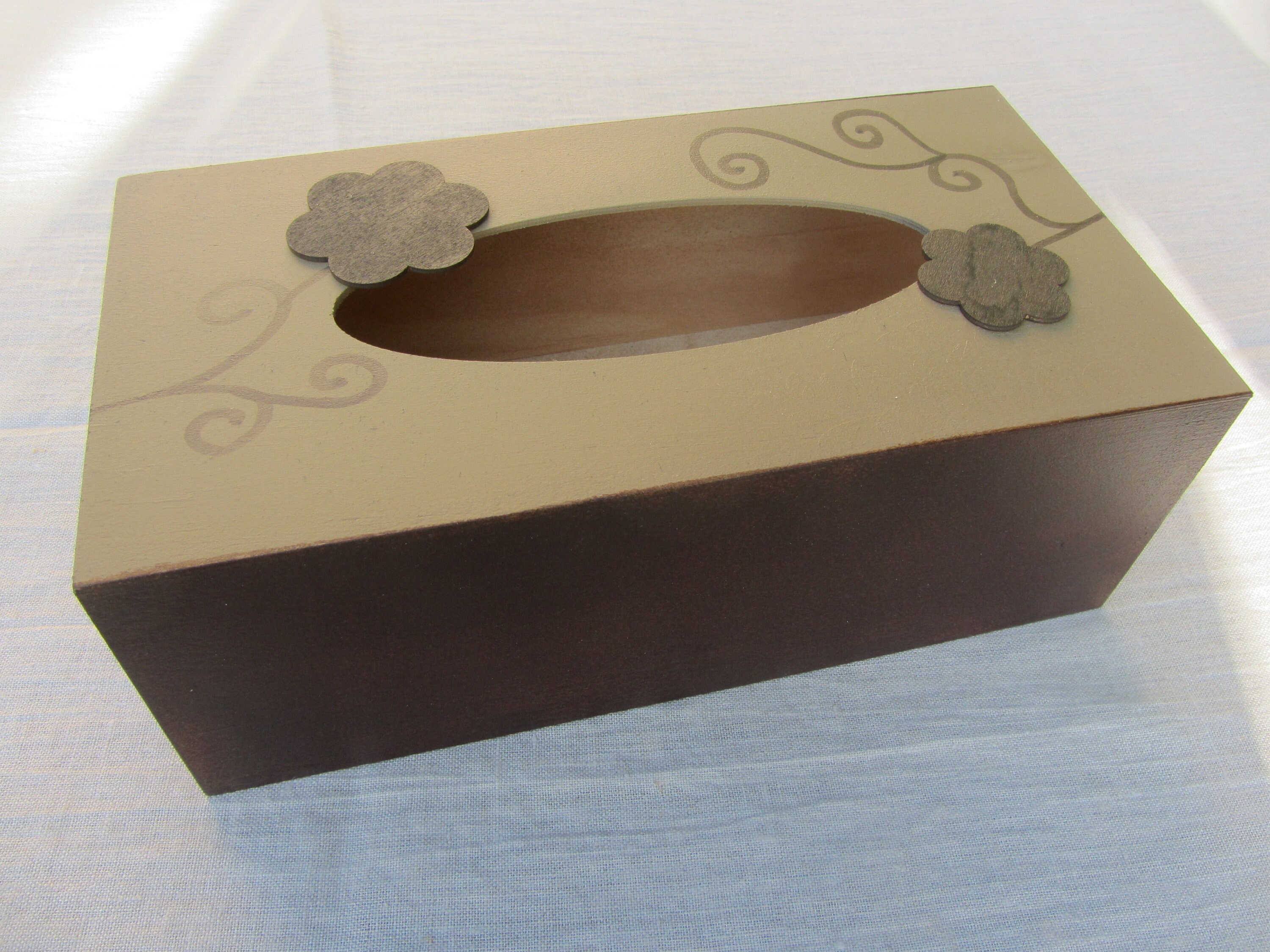 Boîte de Mouchoir Bois, Fleurs Bois