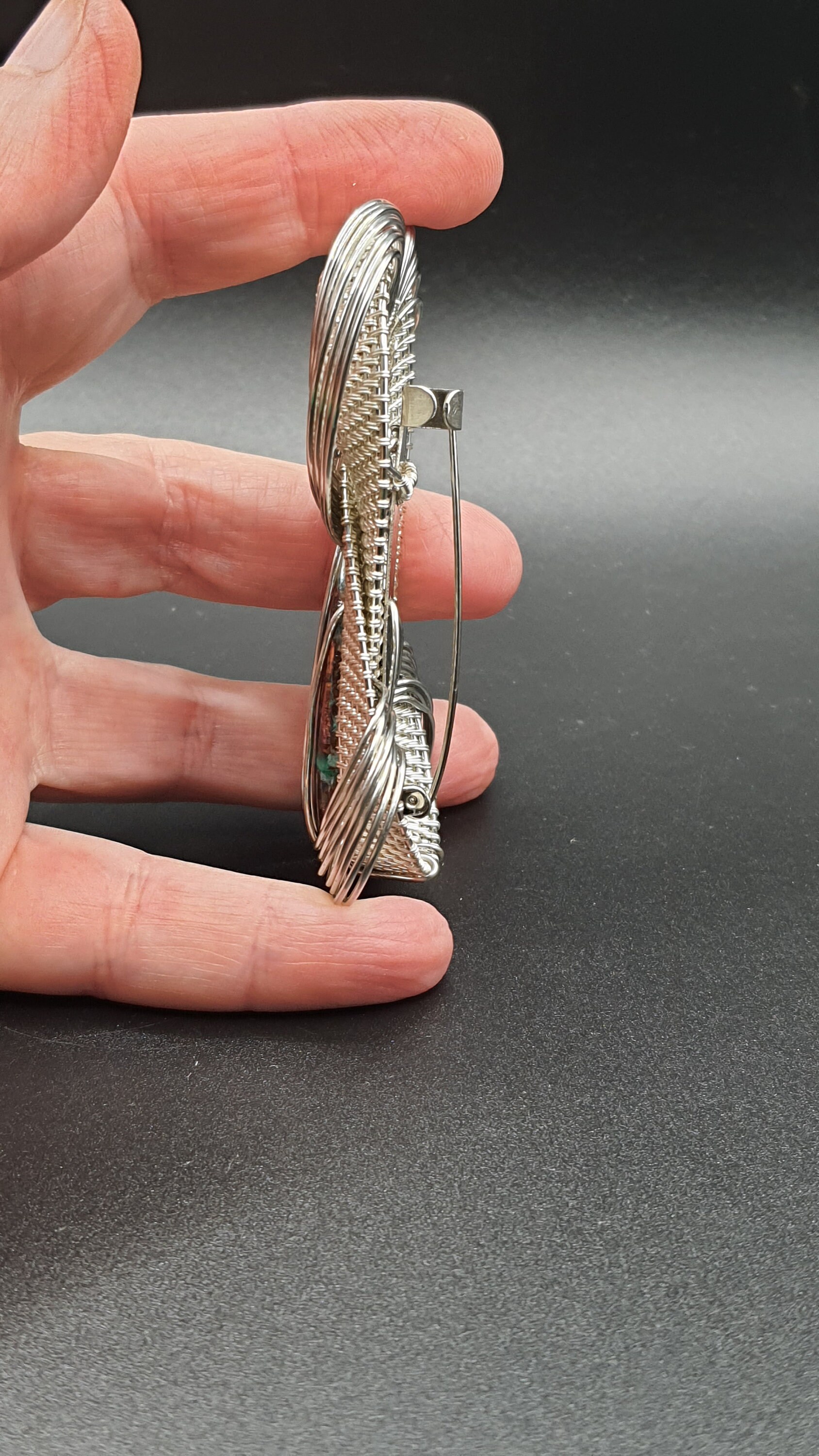 Exquisite Gemstone Brooch on Jacket Wire Weave Jewelry for