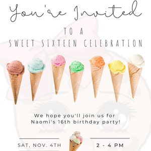 Editable Sweet 16 Birthday Invitation - Digital Download