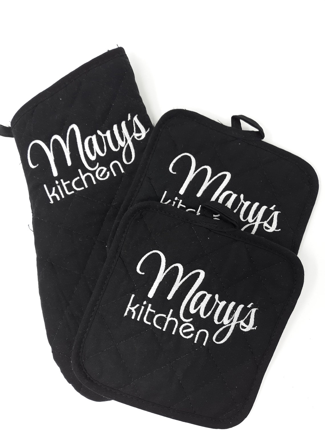 Personalized Embroidered Pot Holder & Oven Mitts Sets/wedding Etsy