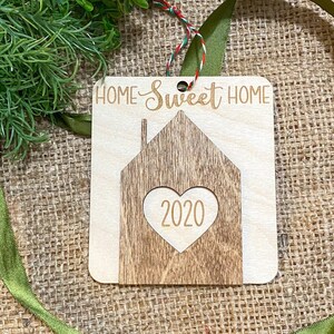 Home Sweet Home Ornament, New Home Ornament, New House Ornament, New Home Gift, First Home Ornament, First Home Gift, First House Ornament, Natural Stain