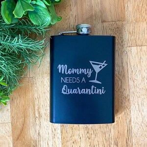 Engraved Flask, Custom Flask, Personalized Flask, 8 ounce Flask, Stainless Steel Flask, Groomsmen Flask, Quarantine Flask, Mom Flask, Flask