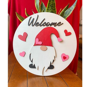 Valentines Gnome Door Round, Valentine Sign, Door Sign, Gnome Sign, Valentine Hanger, Gnome Door Hanger, Gnome Door Sign, Gnome Welcome Sign