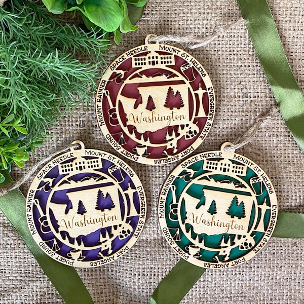 Washington State Ornament, Washington Ornament, Space Needle Ornament, Mikrofaser Verzierung, WA Ornament, Washington