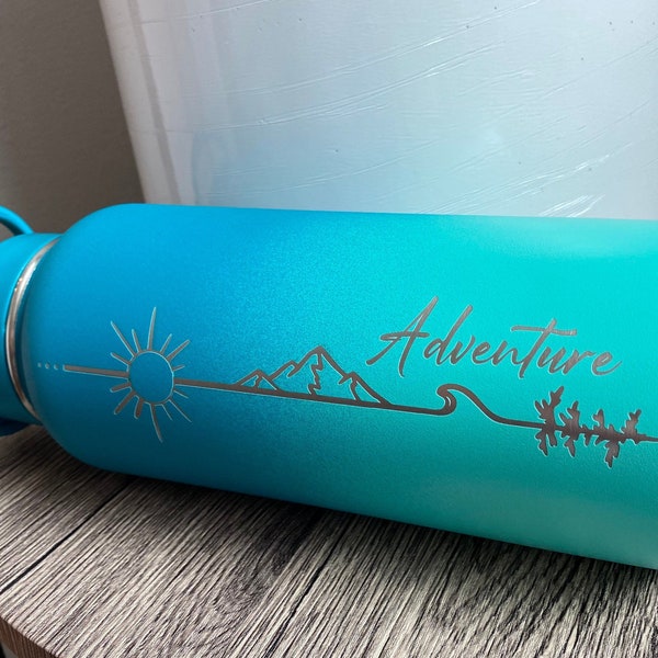 Adventure Water Bottle, Ombre Water Bottle, Personalized Insulated Water Bottle, Mountains Water Bottle, Engraved Water Bottles With Straw