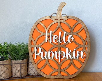 Hello Pumpkin Door Hanger, Fall Door Hanger, Pumpkin Door Hanger, Pumpkin Decor, Pumpkin Leaner, Pumpkin Sign, Fall Decor, Fall Door Sign